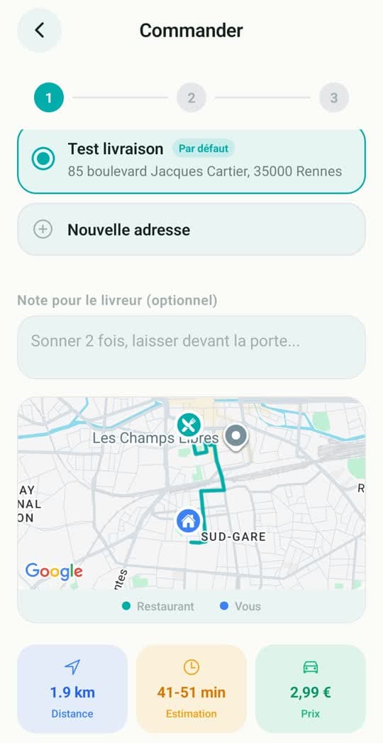 Appli Wok and Thai : La livraison : distance, délai, prix