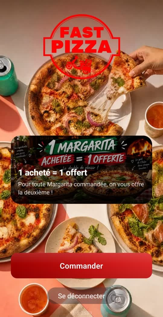 Appli Fast Pizza : L’offre du soir, dès l’ouverture de l’appli