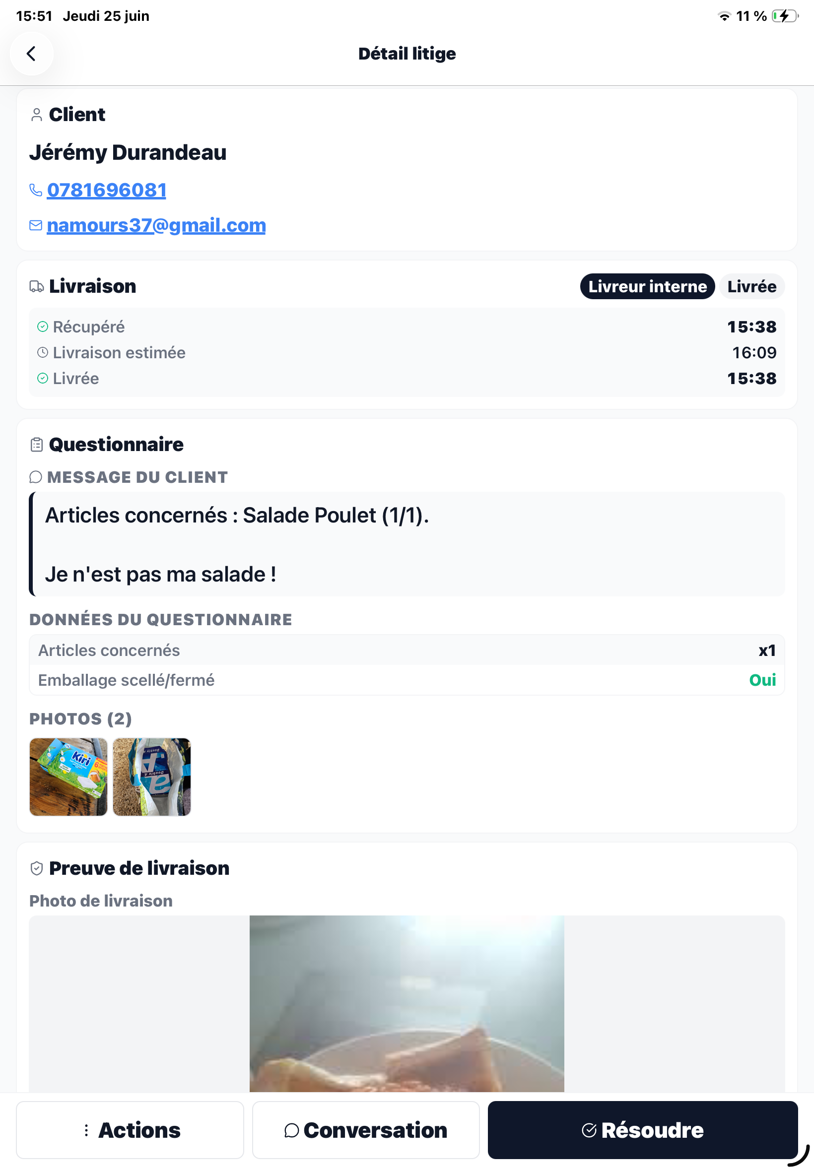 Demande client et preuves